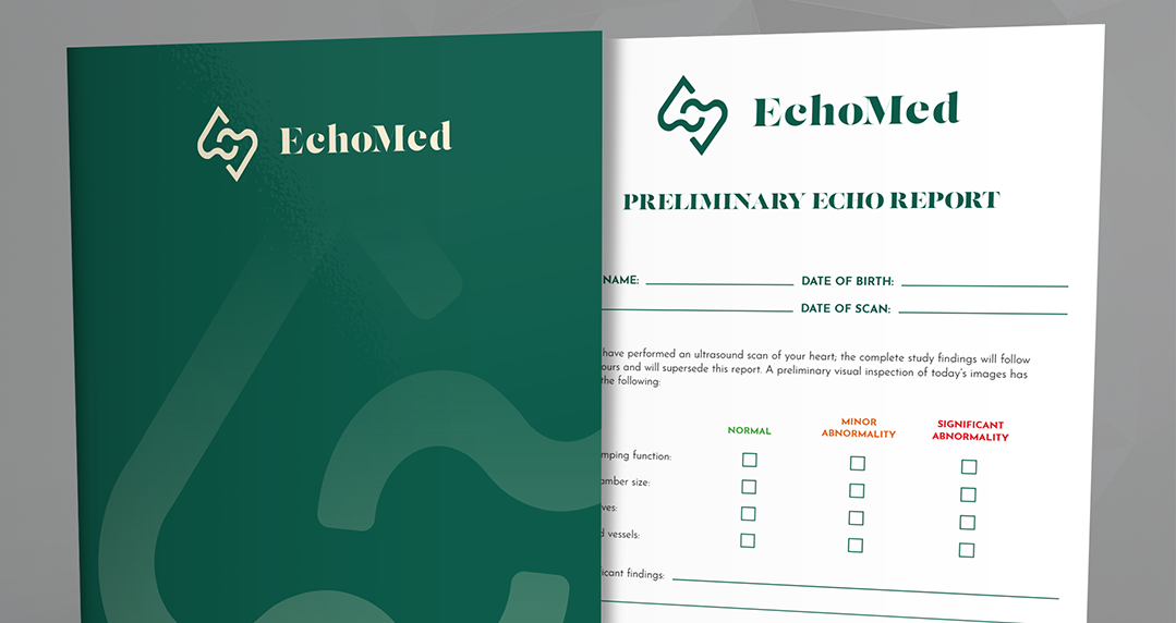 Photograph of an Echomed ECG report document